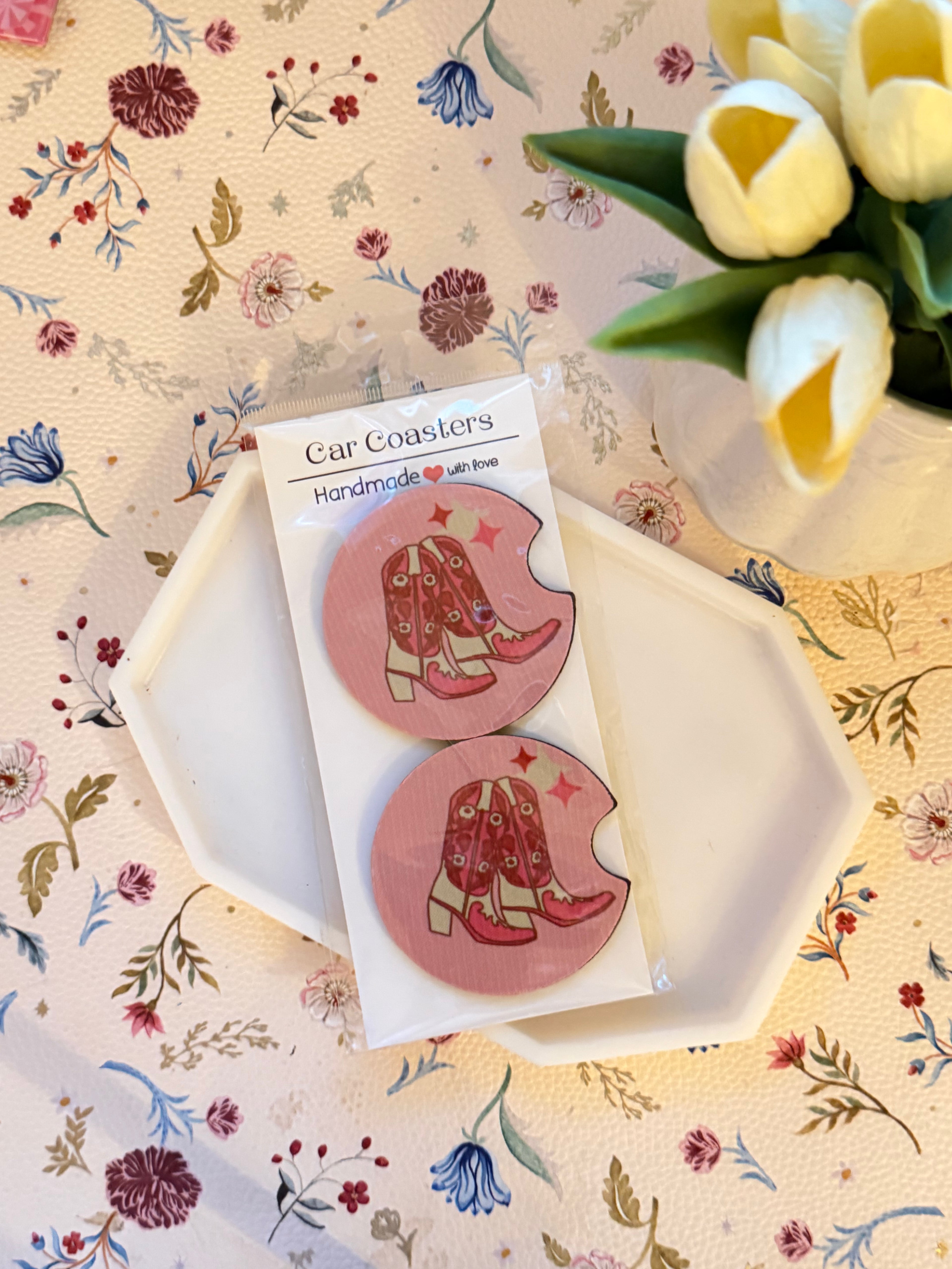 Cowgirl Boots Car Coaster
