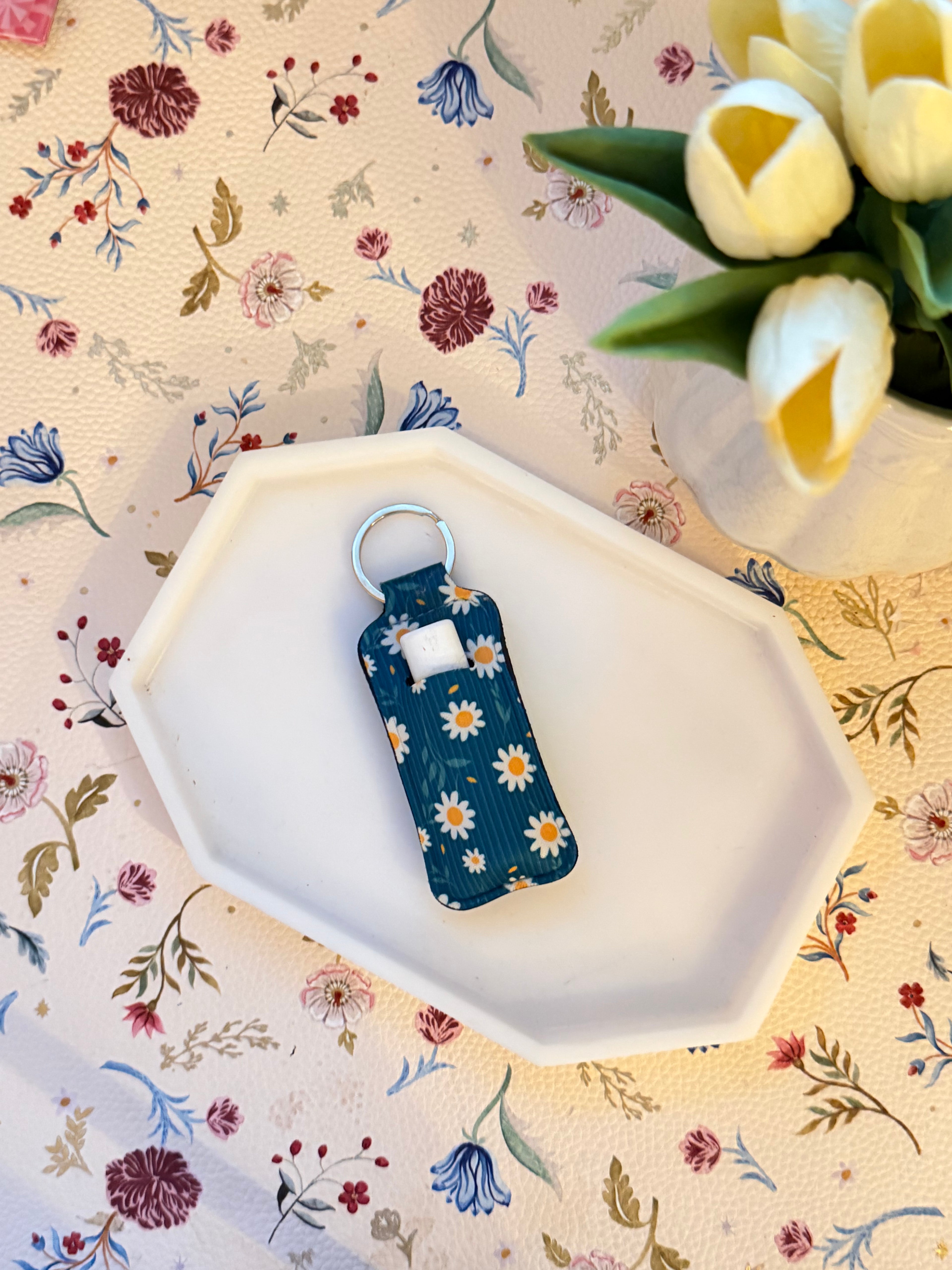 Green Floral Chapstick Holder