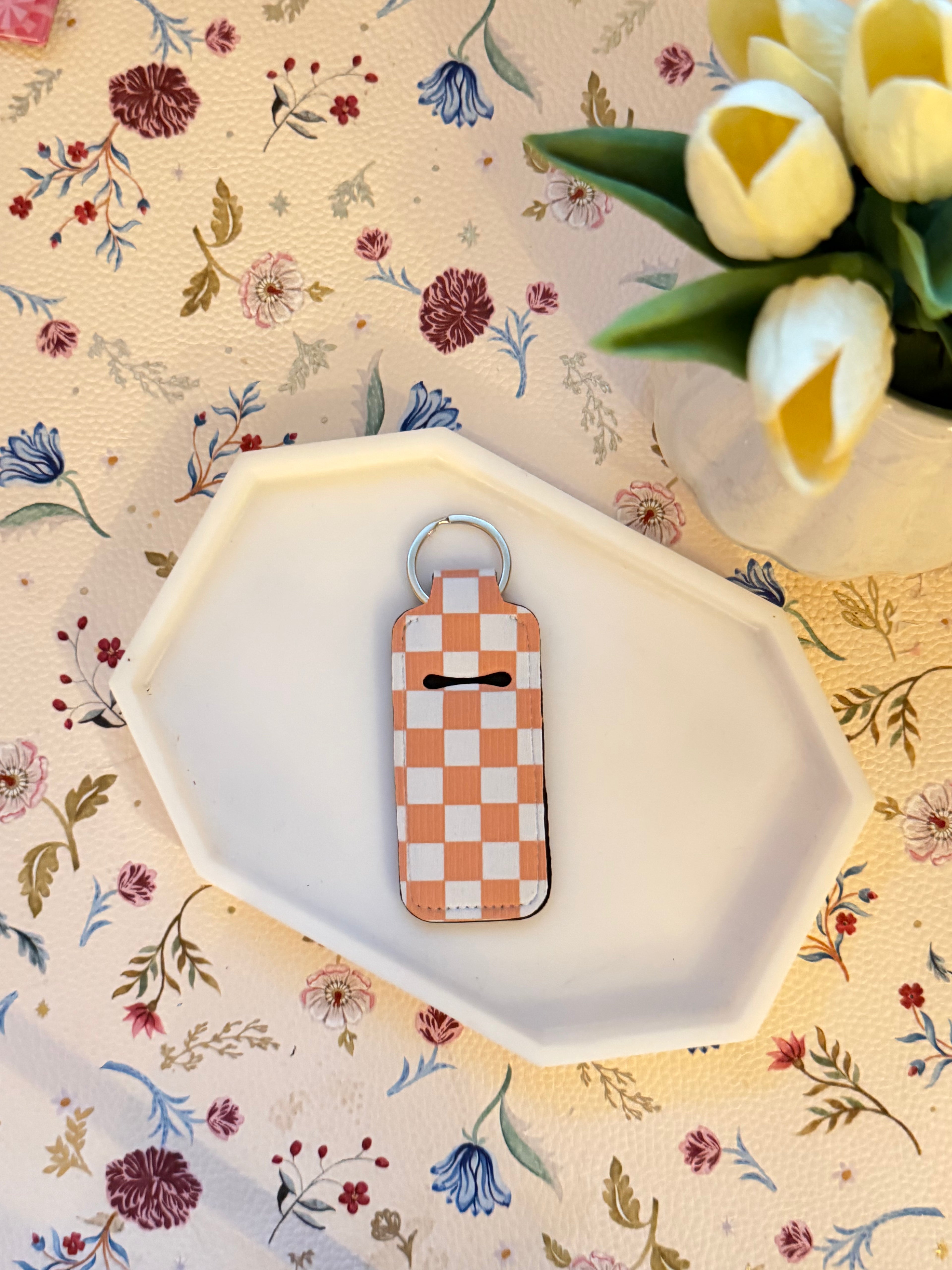 Orange Checkered Chapstick Holder